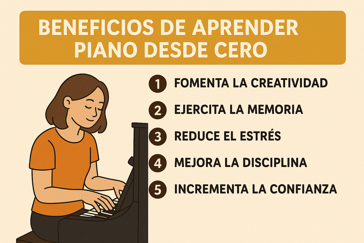 Beneficios de aprender piano desde cero: creatividad, memoria, disciplina y confianza