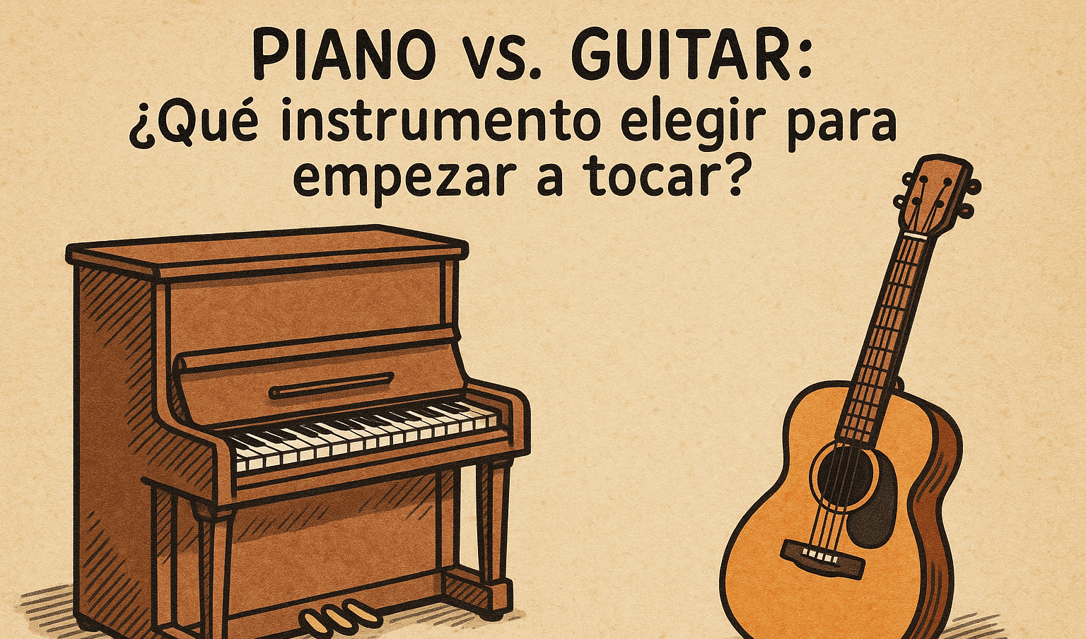 Alumno decidiendo entre clases de piano o guitarra en academia de música cerca de Navalcarnero y El Álamo